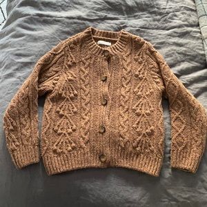 DOEN Verona Cardigan in Speckled Rust/Brown. Size S.